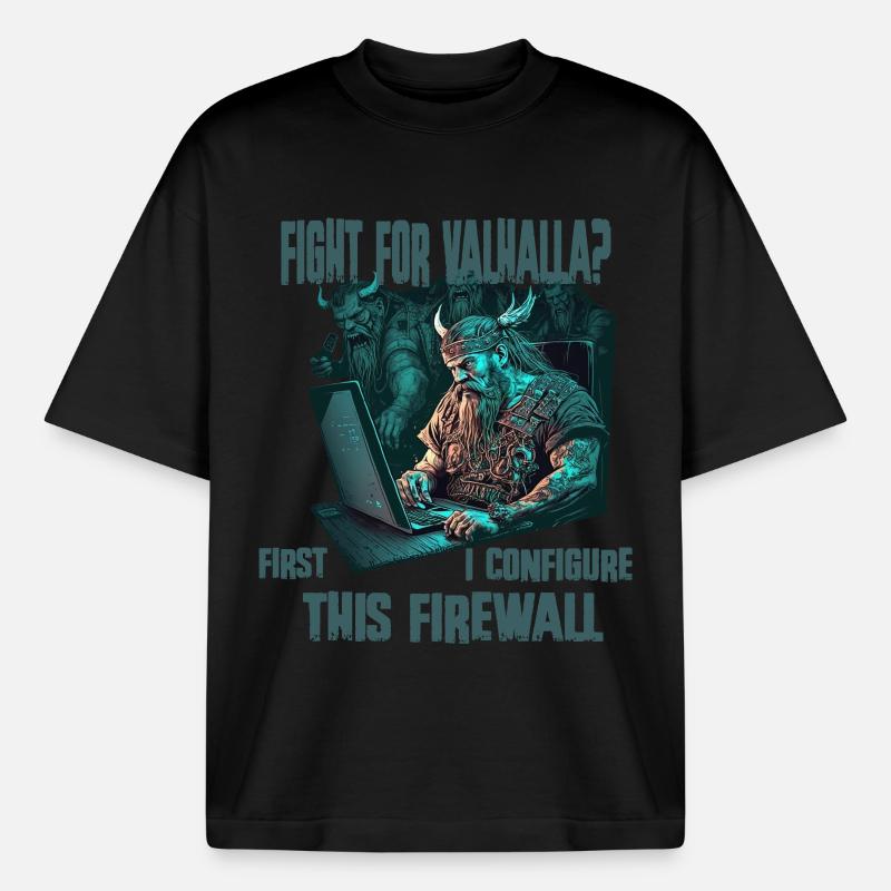 Firewall first Wikinger programmierer - Boxy Heavyweight Unisex Organic T-Shirt von Stanley/Stella - Schwarz