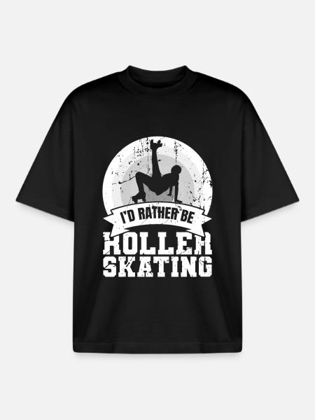 I'd rather roller skate - Boxy Heavyweight Unisex Organic T-Shirt by Stanley/Stella - black