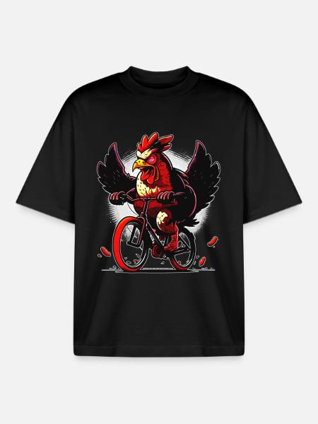 Poulet confortable à vélo - T-shirt unisexe boxy épais biologique Stanley/Stella - noir