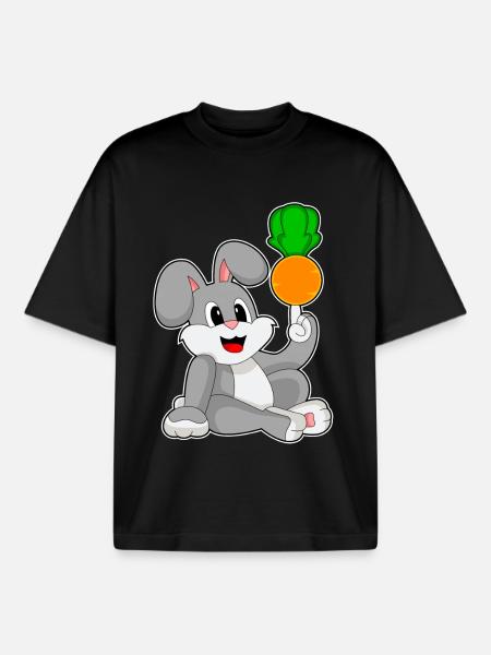 Rabbit carrot - Boxy Heavyweight Unisex Organic T-Shirt by Stanley/Stella - black