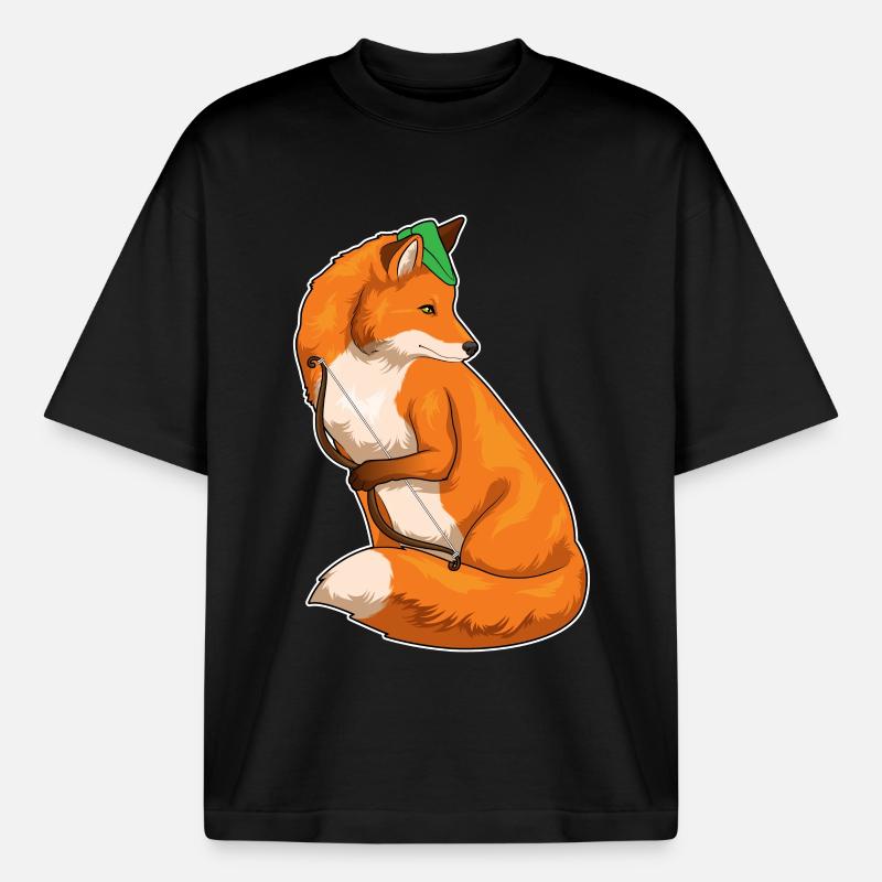 Fuchs Bogenschütze Bogen - Boxy Heavyweight Unisex Organic T-Shirt von Stanley/Stella - Schwarz