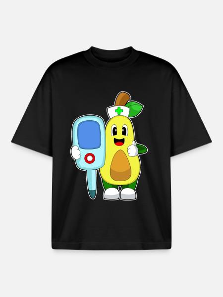 Avocado Nurse Clinical Thermometer - Boxy Heavyweight Unisex Organic T-Shirt by Stanley/Stella - black