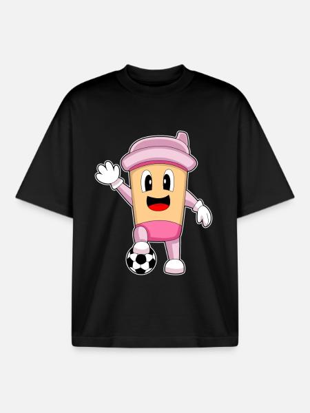 Coffee Soccer Player Soccer - Boxy Heavyweight Unisex Organic T-Shirt by Stanley/Stella - black