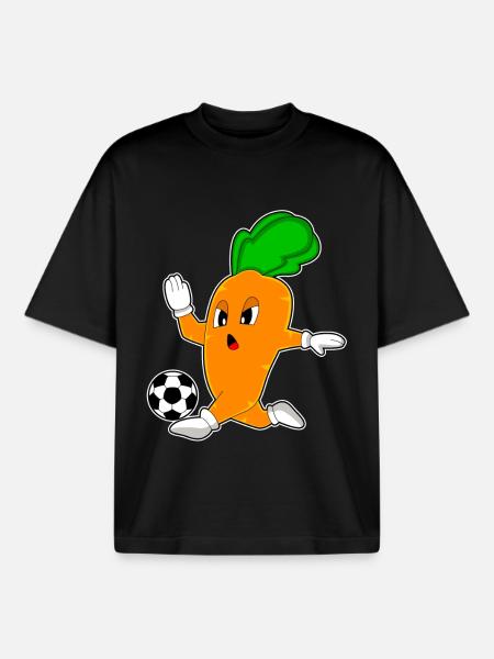 Carrot Soccer Player Soccer - Boxy Heavyweight Unisex Organic T-Shirt by Stanley/Stella - black