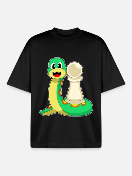 snake chess piece pawn chess - Boxy Heavyweight Unisex Organic T-Shirt by Stanley/Stella - black