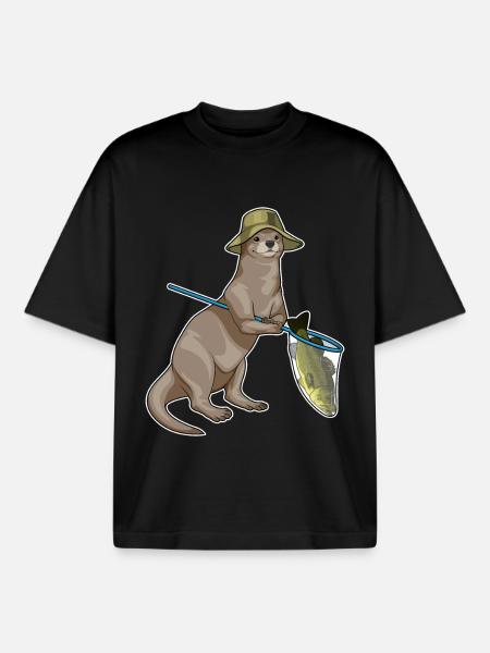 Oterfiske - Unisex boxy heavyweight T-skjorte økologisk Stanley/Stella - svart
