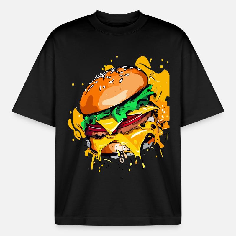 Extra Käse Burger Cheeseburge - Boxy Heavyweight Unisex Organic T-Shirt von Stanley/Stella - Schwarz