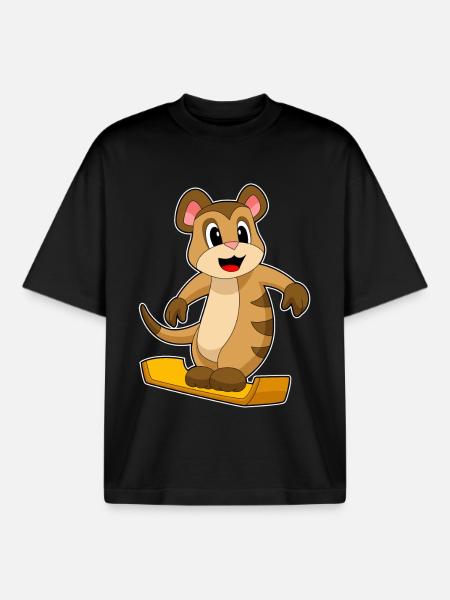 Snowboardeur Suricate - T-shirt unisexe boxy épais biologique Stanley/Stella - noir