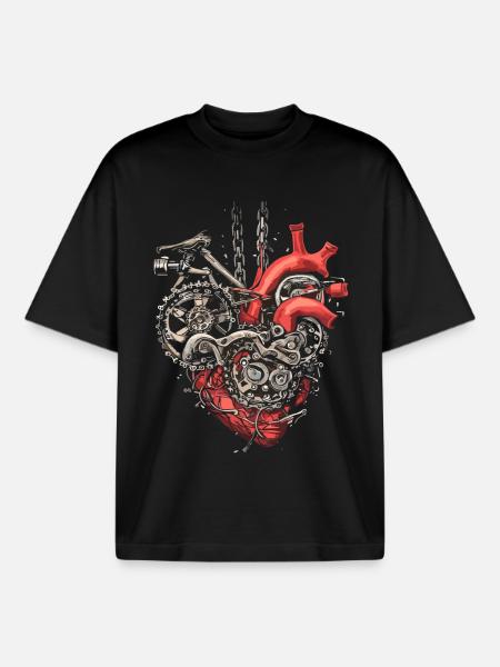 Bicycle Mechanic Heart - Bicycle Lovers - Boxy Heavyweight Unisex Organic T-Shirt by Stanley/Stella - black
