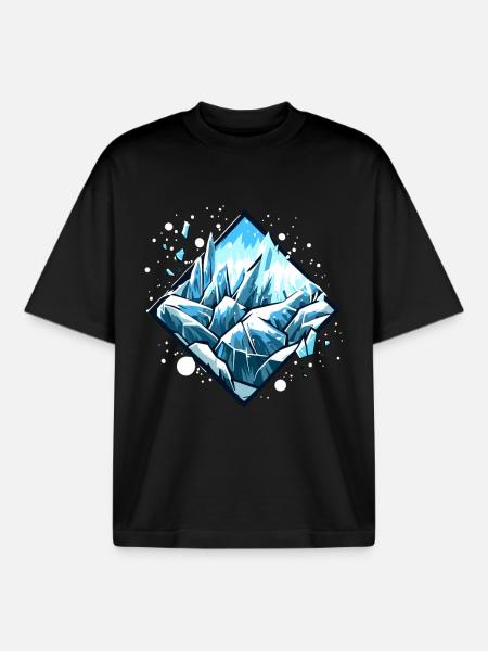 Ice Crystals Icicles Winter Landscape - Boxy Heavyweight Unisex Organic T-Shirt by Stanley/Stella - black