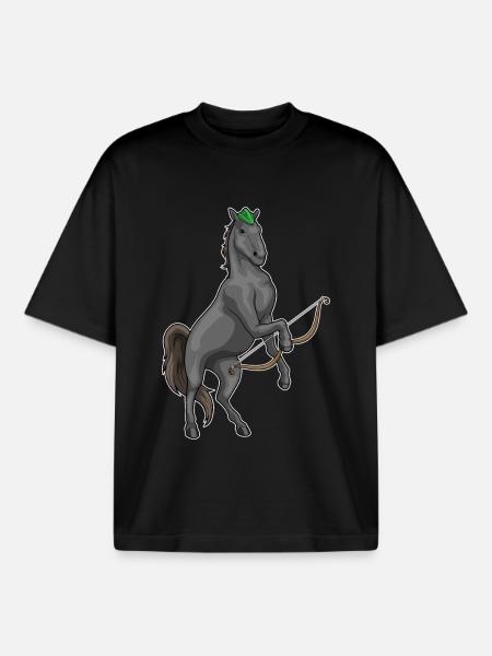 Arc d’archer de cheval - T-shirt unisexe boxy épais biologique Stanley/Stella - noir