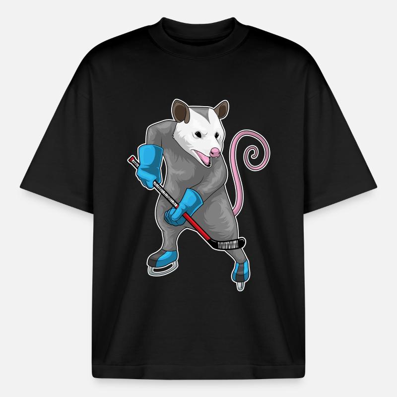 Beutelratte Eishockey Eishockeyschläger - Boxy Heavyweight Unisex Organic T-Shirt von Stanley/Stella - Schwarz