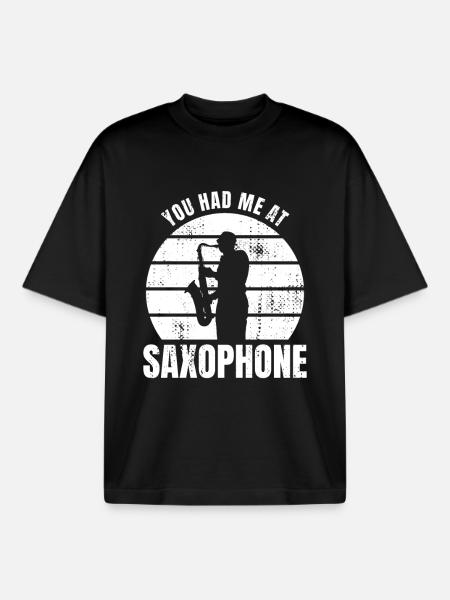 Tu m’as eu au saxophone - T-shirt unisexe boxy épais biologique Stanley/Stella - noir