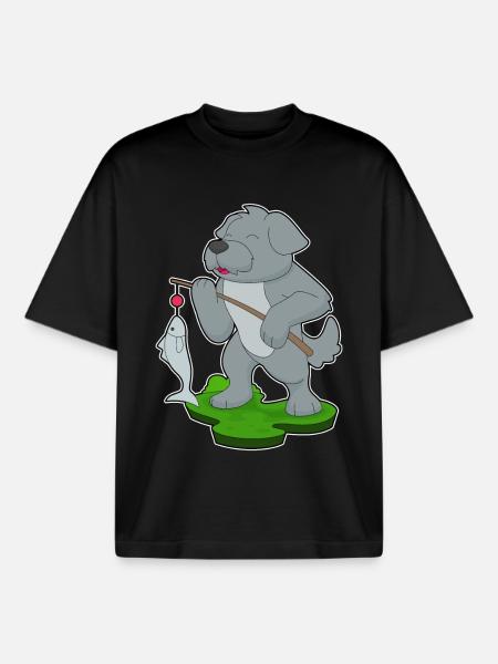 Dog, Angler, Fish, Fishing - Boxy Heavyweight Unisex Organic T-Shirt by Stanley/Stella - black