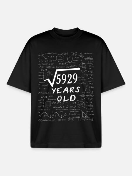 77 ° compleanno 77 anni radice quadrata di 5929 matematica - T-shirt unisex boxy pesante biologica di Stanley/Stella - nero