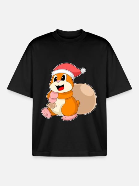 Hamster Christmas Christmas sack - Boxy Heavyweight Unisex Organic T-Shirt by Stanley/Stella - black