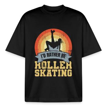 Rollschuhlaufen Liebe - Boxy Heavyweight Unisex Organic T-Shirt von Stanley/Stella - Schwarz - Vorne - AI Model Male 185 light (185cm) & AI Model Female 172 dark (172cm)