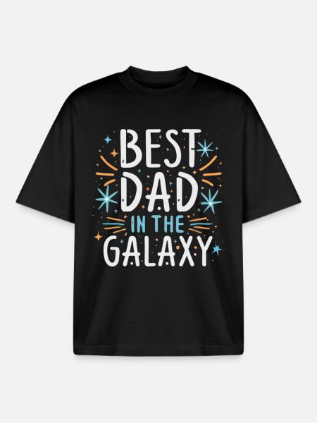 Best Dad in the Galaxy - Boxy Heavyweight Unisex Organic T-Shirt by Stanley/Stella - black
