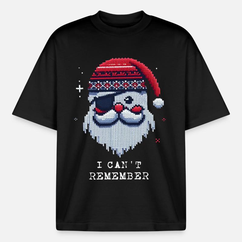 Weihnachtsmann mit Augenklappe Strickmuster - Boxy Heavyweight Unisex Organic T-Shirt von Stanley/Stella - Schwarz