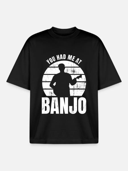 Tu m’as eu au banjo - T-shirt unisexe boxy épais biologique Stanley/Stella - noir