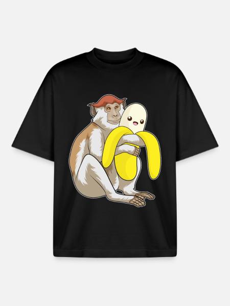 Singe Banane - T-shirt unisexe boxy épais biologique Stanley/Stella - noir