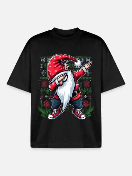 Dabbing Saint-Nicolas Noël moche - T-shirt unisexe boxy épais biologique Stanley/Stella - noir