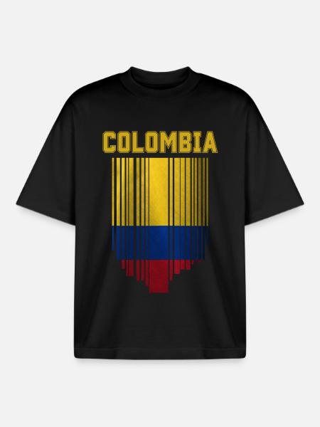 Flag of Colombia, Colombian pride - Boxy Heavyweight Unisex Organic T-Shirt by Stanley/Stella - black