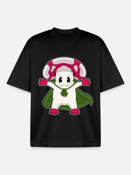 Vampire d’Halloween aux champignons - T-shirt unisexe boxy épais biologique Stanley/Stella - noir