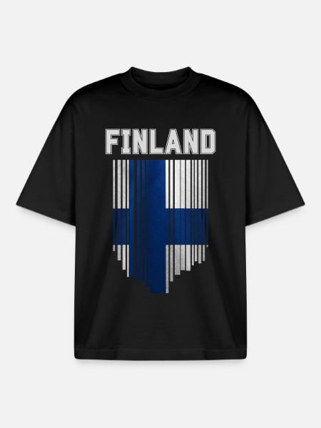 Flag of Finland, Finnish pride - Boxy Heavyweight Unisex Organic T-Shirt by Stanley/Stella - black