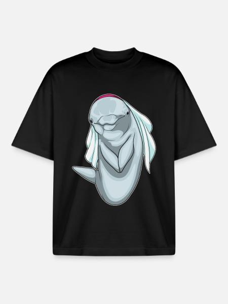 Dolphin Bridal Veil Wedding - Boxy Heavyweight Unisex Organic T-Shirt by Stanley/Stella - black