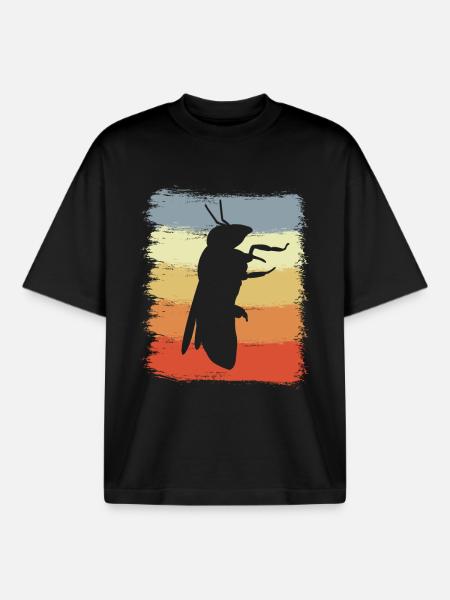 Abeille rétro - T-shirt unisexe boxy épais biologique Stanley/Stella - noir
