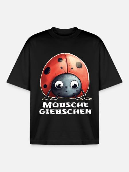 Modschegiebchen Marienkäfer Sächsisch Geschenk - Boxy Heavyweight Unisex Organic T-Shirt von Stanley/Stella - Schwarz