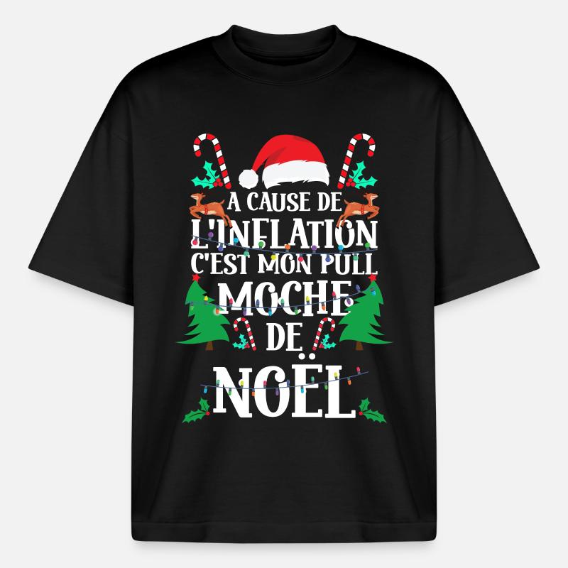 Pull Moche De Noël - T-shirt unisexe boxy épais biologique Stanley/Stella - noir