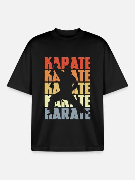 Karaté rétro - T-shirt unisexe boxy épais biologique Stanley/Stella - noir
