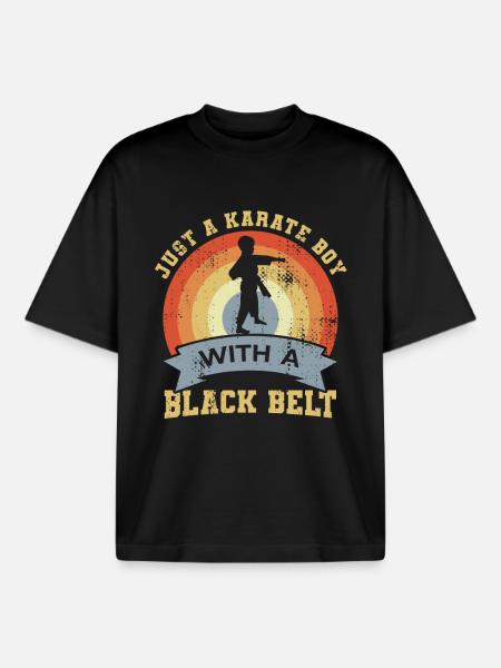 Karate boy with black belt - Boxy Heavyweight Unisex Organic T-Shirt by Stanley/Stella - black