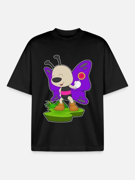 Sucette papillon - T-shirt unisexe boxy épais biologique Stanley/Stella - noir