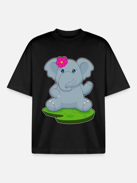 Elephant Flower - Boxy Heavyweight Unisex Organic T-Shirt by Stanley/Stella - black