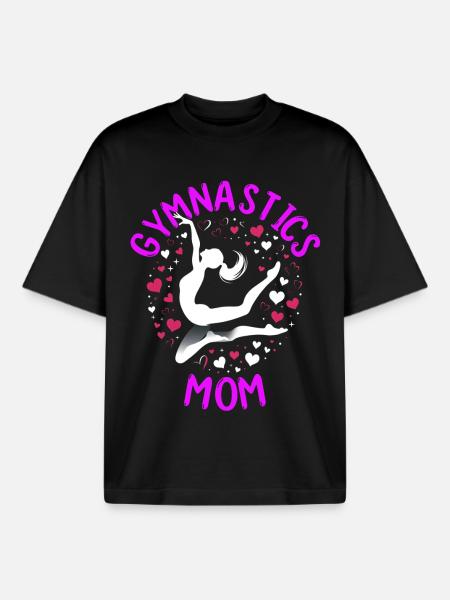 Gymnastics Mom Turnen Mama Herz - Boxy Heavyweight Unisex Organic T-Shirt von Stanley/Stella - Schwarz