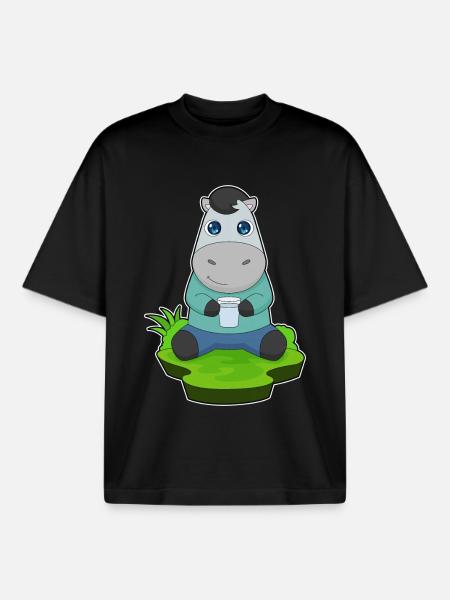 Horse Water Mug - Boxy Heavyweight Unisex Organic T-Shirt by Stanley/Stella - black