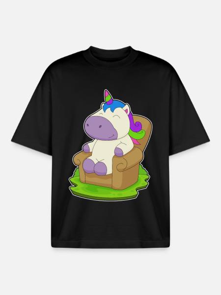 Einhorn Sessel - Boxy Heavyweight Unisex Organic T-Shirt von Stanley/Stella - Schwarz