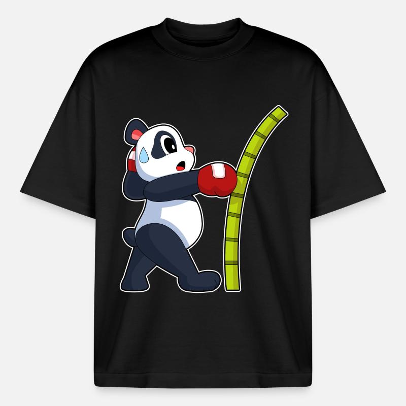 Panda Boxer Boxhandschuhe Boxen - Boxy Heavyweight Unisex Organic T-Shirt von Stanley/Stella - Schwarz