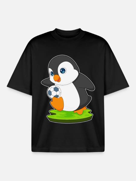 Penguin Soccer Player Soccer - Boxy Heavyweight Unisex Organic T-Shirt by Stanley/Stella - black