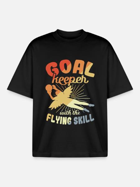 Goalkeeper with flying skills - Boxy Heavyweight Unisex Organic T-Shirt by Stanley/Stella - black