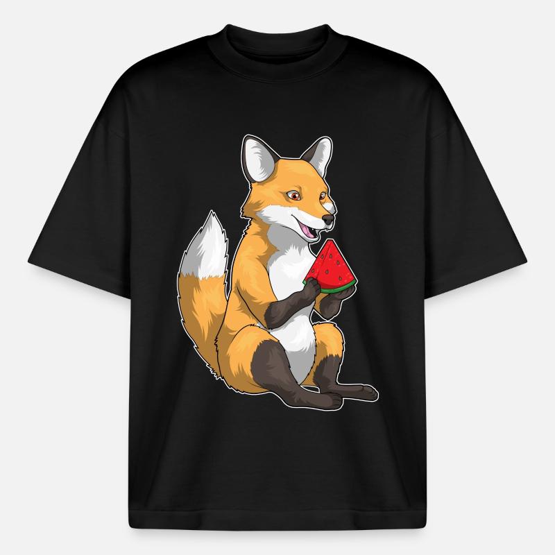 Fruit de la pastèque Fox - T-shirt unisexe boxy épais biologique Stanley/Stella - noir