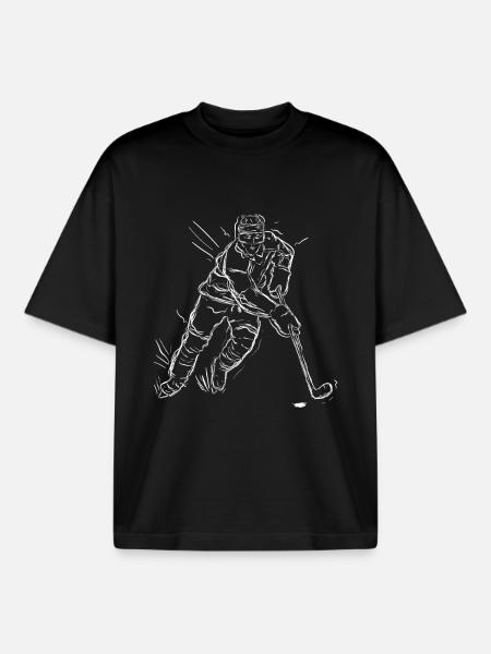 Ice Hockey Graphics - Boxy Heavyweight Unisex Organic T-Shirt by Stanley/Stella - black