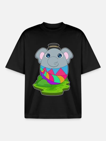 Elephant Easter Easter Egg - Boxy Heavyweight Unisex Organic T-Shirt by Stanley/Stella - black