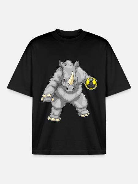 Rhino Handball Player Handball - Boxy Heavyweight Unisex Organic T-Shirt by Stanley/Stella - black