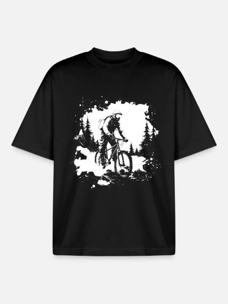 Mountain Bike Graphics - Boxy Heavyweight Unisex Organic T-Shirt by Stanley/Stella - black