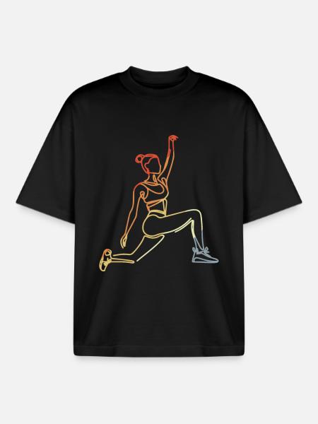 Fitness Frau Skizze - Boxy Heavyweight Unisex Organic T-Shirt von Stanley/Stella - Schwarz