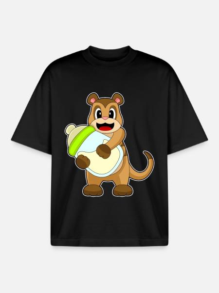 Erdmännchen Babyflasche Milch - Boxy Heavyweight Unisex Organic T-Shirt von Stanley/Stella - Schwarz